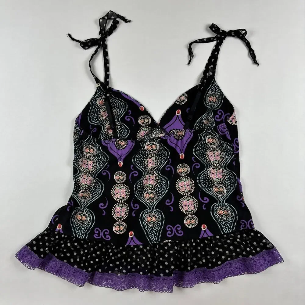 Vintage Y2K Bisou Bisou Michelle Bohbot Intimates L Babydoll Camisole Whimsygoth